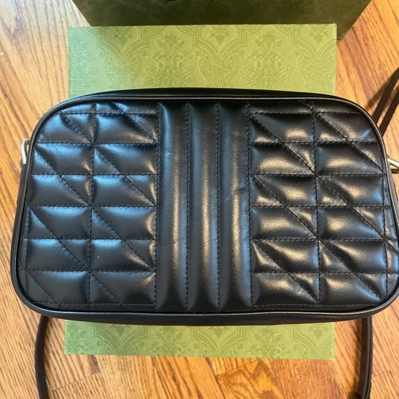 NEW!! Gucci Black Small Marmont Camera Bag - Picture 7 of 15